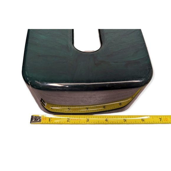 Vintage Hygiene Industries Green/Black Faux Marble Plastic Tissue Cover - Picture 9 of 11